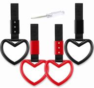 🖤 set of 4 heart-shaped car hand strap decorative warning loops - tgfof tsurikawa ring with screwdriver for car interior and exterior decoration - rear bumper warning ring for subway/bus heart handle strap logo