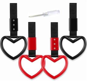 img 4 attached to 🖤 Set of 4 Heart-Shaped Car Hand Strap Decorative Warning Loops - TGFOF Tsurikawa Ring with Screwdriver for Car Interior and Exterior Decoration - Rear Bumper Warning Ring for Subway/Bus Heart Handle Strap