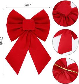 img 3 attached to 🎁 EBOOT Christmas Red Velvet Bow: Festive Holiday Red Wreath Bow for Indoor and Outdoor Decor - 20, 7 Inch Craft Wrapping Bow with Wire