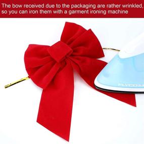 img 2 attached to 🎁 EBOOT Christmas Red Velvet Bow: Festive Holiday Red Wreath Bow for Indoor and Outdoor Decor - 20, 7 Inch Craft Wrapping Bow with Wire