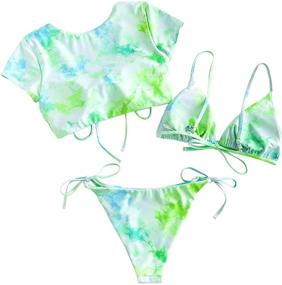 img 3 attached to 🌺 ZAFUL Floral Leaf Print Criss Cross Spaghetti Straps Bikini in Women's Swimsuits & Cover Ups