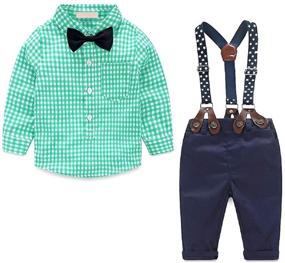 img 4 attached to 🎄 Charming Christmas Toddler Outfits: Boys' Suspenders Clothing Sets