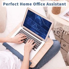 img 1 attached to Rentliv Home Office Лаптоп столик: Портативный столик с подушкой и подставкой для запястья для кровати - подходит для ноутбука до 15,6 дюйма + планшет, телефон и держатель для ручки.