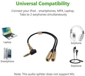 img 3 attached to 🔌 SinLoon Gold Plated 3.5mm 90 Degree Right Angle Audio Splitter Cable - Male to 2 Female Jack Headphone Adapter for Tablets, MP3 Players (Gold)