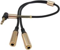 🔌 sinloon gold plated 3.5mm 90 degree right angle audio splitter cable - male to 2 female jack headphone adapter for tablets, mp3 players (gold) logo