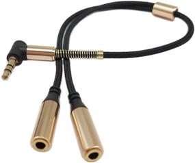 img 4 attached to 🔌 SinLoon Gold Plated 3.5mm 90 Degree Right Angle Audio Splitter Cable - Male to 2 Female Jack Headphone Adapter for Tablets, MP3 Players (Gold)