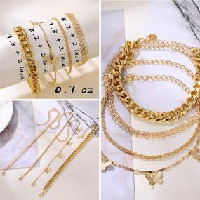 img 3 attached to 💫 6 Pack (24 PCS) Boho Gold Chain Bracelets Set for Women Girls - 14K Gold Plated Multi-Layered Stackable Open Cuff Wrap Bangle - Adjustable Link Italian Cuban Jewelry - Perfect Gift for Women Girls