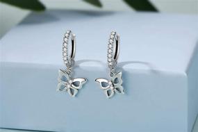 img 1 attached to 🦋 925 Sterling Silver Butterfly Hoop Earrings: Adorable Dangle for Little Girls