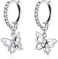 🦋 925 sterling silver butterfly hoop earrings: adorable dangle for little girls logo