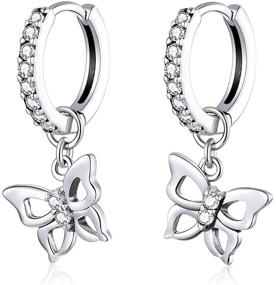 img 4 attached to 🦋 925 Sterling Silver Butterfly Hoop Earrings: Adorable Dangle for Little Girls