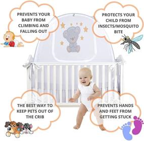 img 3 attached to 🚼 Safety Pop-up Crib Tent Cover | Keep Baby from Climbing Out & Prevent Insect Bites | Premium, Soft & Stylish Crib Net | Keep Toddler Secure | Mesh Canopy Tent for Crib