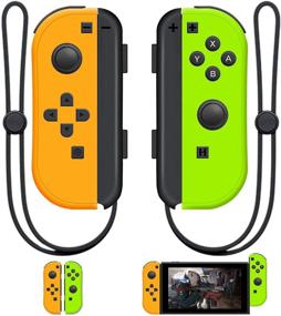 img 4 attached to 🎮 Enhanced Nintendo-Switch Joy-Con Replacement - Green and Yellow Left&Right Controllers with Wake-up Function and Wrist Strap Support