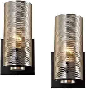 img 4 attached to 🛋️ Hamilyeah Rustic Wall Sconces Set of 2 | Vintage Nickel Wall Lighting with Grid Mesh Shade | Industrial Hardwired Sconces for Bedroom, Bathroom, Home Theater | UL Listed