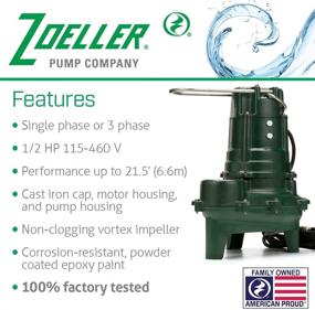 img 3 attached to Zoeller Waste-Mate 267-0002 - 1/2 HP Non-Automatic Heavy-Duty Submersible Sewage Pump for Effluent, Dewatering, or Sewage Applications