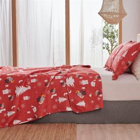 img 2 attached to 🎄 Red and White Santa Christmas Bedding King Size - Lightweight Xmas Bedspread with Tree Stocking Quilt Set, Snowflake Gift Xmas Coverlet Blanket - Ideal for New Year's Decoration