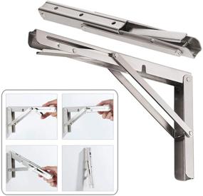 img 4 attached to 🔧 CUZURLUV 20'' Folding Shelf Brackets: Heavy-Duty Stainless Steel Wall Mounted DIY Shelf Bracket with 550 lb Load Capacity, Space-Saving Design for Table Work Bench- Pack of 2