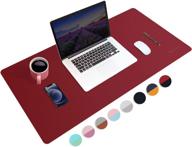 upcity dual-sided desk pad: 35.4 x 16.9-inch office desk mat, ultra-thin pu leather waterproof mouse pad, large desk blotter protector, desk writing mat for office & home (red + black) - enhanced seo logo