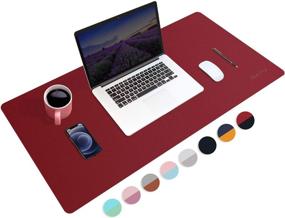img 4 attached to Upcity Dual-Sided Desk Pad: 35.4 x 16.9-Inch Office Desk Mat, Ultra-Thin PU Leather Waterproof Mouse Pad, Large Desk Blotter Protector, Desk Writing Mat for Office & Home (Red + Black) - Enhanced SEO