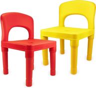 red and yellow plastic kids chairs for school, daycare, home - set of 2 chairs 🪑 for young kids and up - versatile indoor and outdoor use - encourages independent play and activities логотип