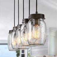 🏡 lnc pendant lighting: rustic farmhouse chandelier for kitchen island & dining rooms – glass mason jar hanging lamp a02983 in brown логотип