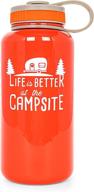 🏕️ camco life is better at the campsite tritan bpa free reusable water bottle - 32 oz. opaque red логотип