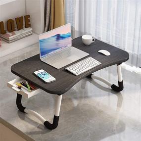 img 4 attached to ARVINKEY Lap Desk with Storage Drawer: Adjustable Laptop Bed Tray Table with Tablet Slots & Cup Slot for Bed/Sofa/Couch/Floor (Black)