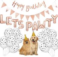 🐾 pawty time dog birthday party supplies: pawty balloons banner, paw print balloons, pet birthday hat, happy birthday banner, foil balloons логотип