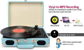 img 1 attached to DIGITNOW Vintage Turntable: Portable Suitcase Style Vinyl Record Player with Stereo Speakers - USB/RCA Output, Headphone Jack, MP3 Support & Mobile Phone Music Playback - Blue