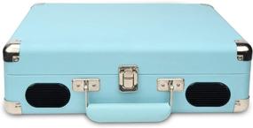 img 2 attached to Винтажный проигрыватель DIGITNOW: портативный стильный чемодан на виниловых пластинках с двумя стерео-динамиками - USB / RCA-выход, разъем для наушников, поддержка MP3 и воспроизведение музыки с мобильного телефона - синий