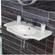 cerastyle white yeni klasik rectangular ceramic wall mounted/self rimming sink with one hole design - code 081000-u logo