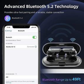 img 1 attached to NexiGo Air T2 Ultra-Thin Wireless Earbuds, Qualcomm QCC3040, Bluetooth 5.2, 4-Mic CVC 8.0 Noise Cancelling for Clear Calls, aptX, 28-Hour Playtime, USB-C, IPX5 Waterproof, Black