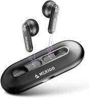 nexigo air t2 ultra-thin wireless earbuds, qualcomm qcc3040, bluetooth 5.2, 4-mic cvc 8.0 noise cancelling for clear calls, aptx, 28-hour playtime, usb-c, ipx5 waterproof, black logo