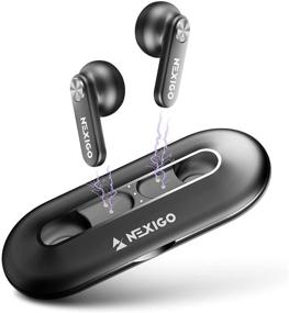 img 4 attached to NexiGo Air T2 Ultra-Thin Wireless Earbuds, Qualcomm QCC3040, Bluetooth 5.2, 4-Mic CVC 8.0 Noise Cancelling for Clear Calls, aptX, 28-Hour Playtime, USB-C, IPX5 Waterproof, Black