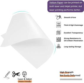 img 3 attached to 📄 Oplymio Translucent Vellum Paper: 50 Sheets 102GSM - Printable Transparent Paper for Cards, Invitations & Tracing - 8.5 x 11 Inches