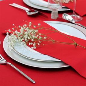 img 1 attached to 🍽️ Kadut Red Rectangle Tablecloth - 90x132 Inches - Washable Polyester Table Cloth for 6ft Table with 30" Drop - Perfect for Buffet Table, Parties, Holiday Dinners, Weddings & More