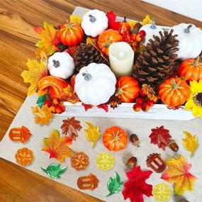 img 3 attached to 🍁 Autumn Bliss: 100PCS Acrylic Leaves, Pumpkins, Acorns, and Maple Leaves - Perfect Table Scatter, Vase Filler, and DIY Crafts for Thanksgiving and Home Decoration