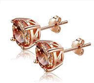 s925 rose gold simulated diamond cz morganite stud earrings - perfect gift for women and girls logo