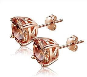 img 4 attached to S925 Rose Gold Simulated Diamond CZ Morganite Stud Earrings - Perfect Gift for Women and Girls