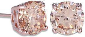 img 3 attached to S925 Rose Gold Simulated Diamond CZ Morganite Stud Earrings - Perfect Gift for Women and Girls