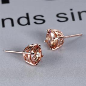 img 1 attached to S925 Rose Gold Simulated Diamond CZ Morganite Stud Earrings - Perfect Gift for Women and Girls