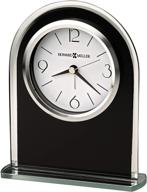 ⏰ howard miller 645-702 ebony luster table clock - modern decor, black glass arch, silver mirrored edge & base, black hour markers, quartz alarm movement logo