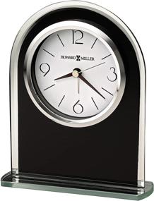 img 1 attached to ⏰ Howard Miller 645-702 Ebony Luster Table Clock - Modern Decor, Black Glass Arch, Silver Mirrored Edge & Base, Black Hour Markers, Quartz Alarm Movement