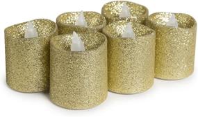 img 3 attached to 🕯️ Pack of 12 - WYZworks Gold Glitter Votive Tea Light Flameless LED Faux Wax Candle Set