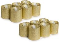 🕯️ pack of 12 - wyzworks gold glitter votive tea light flameless led faux wax candle set логотип