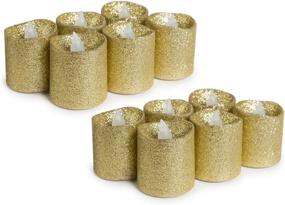 img 4 attached to 🕯️ Pack of 12 - WYZworks Gold Glitter Votive Tea Light Flameless LED Faux Wax Candle Set