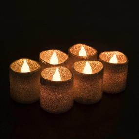 img 2 attached to 🕯️ Pack of 12 - WYZworks Gold Glitter Votive Tea Light Flameless LED Faux Wax Candle Set