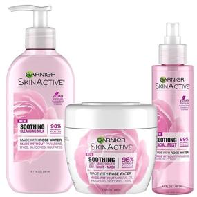 img 2 attached to 🌹 Discover the Relaxing Power of Garnier SkinActive Soothing Skincare Kit with Rose Water Naturals Soothing Kit, Rose