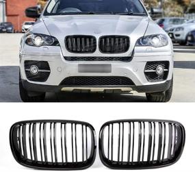 img 4 attached to 🚘 Enhance Your BMW X5 E70 & X6 E71: SNA X5 X6 Grill - Front Kidney Grille (2007-2013) (2008-2014), ABS Gloss Black Grill, 2-pc Set