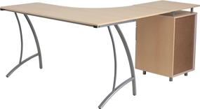 img 1 attached to Beech Laminate L-Shape Desk with Three Drawer Pedestal by Flash Furniture