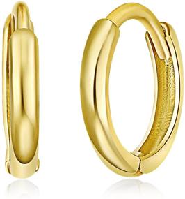 img 4 attached to 💍 1.5mm Thick Huggie Earrings in Extra Small Size - 14k Yellow or White Gold (8 x 8 mm)